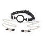 OHMAMA FETISH - RING GAG AVEC CHAÎNES ET PINCES À TÉLÉNOLS OHMAMA FETISH - RING GAG AVEC CHAÎNES ET PINCES À TÉLÉNOLS
