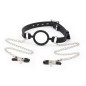 OHMAMA FETISH - RING GAG WITH CHAINS AND NIPPLE CLAMPS OHMAMA FETISH - RING GAG WITH CHAINS AND NIPPLE CLAMPS