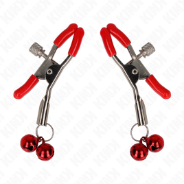 KINK - RED DOUBLE BELL NIPPLE CLAMP RED 6 CM