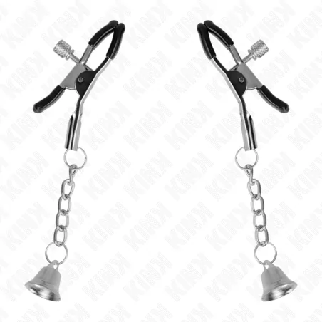 KINK - MORSETTI PER CAPEZZOLI CON CIONDOLO CAMPANELLA IN ARGENTO 6 CM