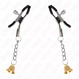 KINK - MORSETTI PER CAPEzzoli CON PENDENTE CAMPANELLA IN ORO 6 CM