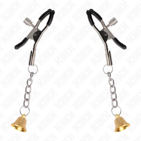 KINK - MORSETTI PER CAPEzzoli CON PENDENTE CAMPANELLA IN ORO 6 CM