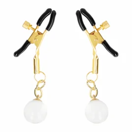 KINK - GLASS BEAD NIPPLE CLAMPS GOLD 6 CM