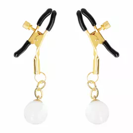 KINK - MORSETTI PER CAPEZZOLI CON PERLINE DI VETRO ORO 6 CM