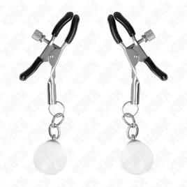 KINK - GLASS BEAD NIPPLE CLAMPS SILVER 6 CM