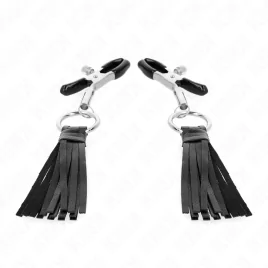 KINK - LEATHERETTE TASSEL NIPPLE CLAMPS 6 CM