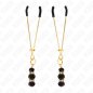KINK - PINCES À TETON FINES OR AVEC 3 BILLES DE VERRE NOIR 7 CM KINK - PINCES À TETON FINES OR AVEC 3 BILLES DE VERRE NOIR 7 CM