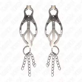 KINK - JAPANISCHE KLEEBLATT-NIPPELKLAMMERN MIT KLEINEN KETTEN SILBER