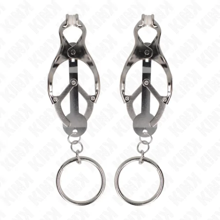 KINK - MORSETTI PER CAPEZZOLI CON O-RING TRIFOGLIO GIAPPONESE ARGENTO