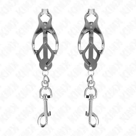 KINK - JAPANISCHE KLEEBLATT-NIPPELKLAMMERN MIT HAKEN SILBER