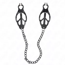 KINK - PINCES À METELLES TRÈFLE JAPONAIS AVEC CHAÎNE NOIR 30 CM
