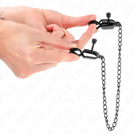 KINK - FLACHE KETTE NIPPELKLEMMEN SCHWARZ 30 CM