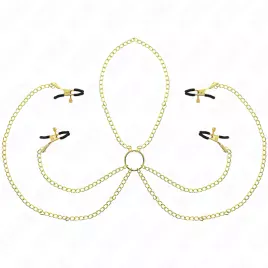 KINK - 4 NIPPLE AND CLIT CLAMPS ADJUSTABLE GOLD