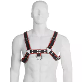LEATHER BODY - HARNAIS CHAÎNE III NOIR / ROUGE