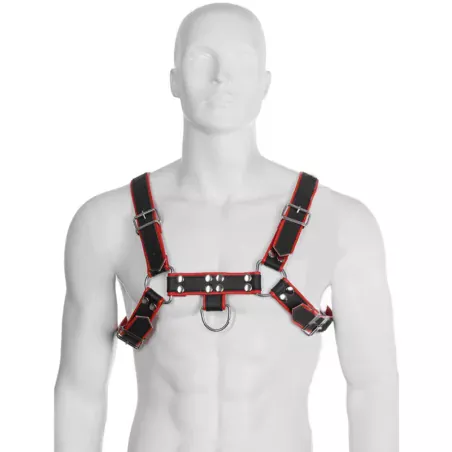 LEATHER BODY - HARNAIS CHAÎNE III NOIR / ROUGE