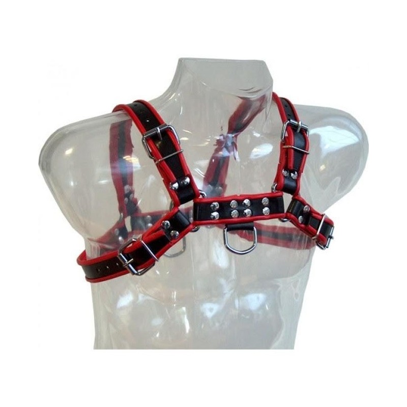 LEATHER BODY - HARNAIS CHAÎNE III NOIR / ROUGE