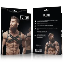 FETISH SUBMISSIVE ATTITUDE - HARNAIS DE POITRINE CROISÉ EN NÉOPRÈNE RÉGLABLE AVEC FERMETURES GLISSIÈRE POUR HOMMES
