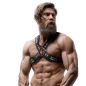 FETISH SUBMISSIVE ATTITUDE - MENS CROSSED CHEST ECO-LEATHER HARNESS WITH RIVETS FETISH SUBMISSIVE ATTITUDE - MENS CROSSED CHEST ECO-LEATHER HARNESS WITH RIVETS