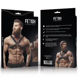 FETISH SUBMISSIVE ATTITUDE - IMBRACATURA REGOLABILE IN ECOPELLE PER UOMO CON INCROCIO PER BULLDOG