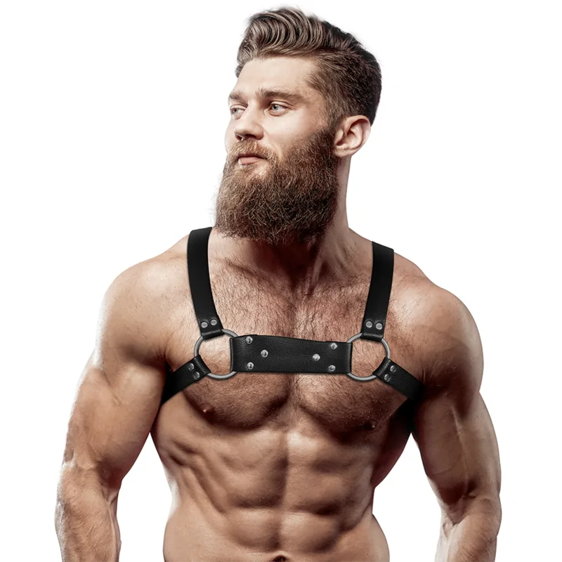 FETISH SUBMISSIVE ATTITUDE - HARNAIS DE POITRINE BULLDOG EN CUIR ÉCOLOGIQUE POUR HOMMES TAILLE M/L FETISH SUBMISSIVE ATTITUDE - HARNAIS DE POITRINE BULLDOG EN CUIR ÉCOLOGIQUE POUR HOMMES TAILLE M/L