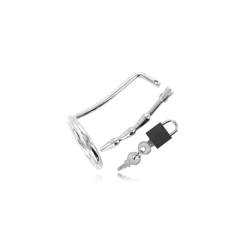 METAL HARD - ANNEAU DE TESTICULE AVEC BOUCHON DE CHASTETÉ URÉTRAL METAL HARD - ANNEAU DE TESTICULE AVEC BOUCHON DE CHASTETÉ URÉTRAL