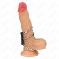 KINK - ANNEAU PÉNIS TRIPLE MÉTAL 3,7 CM À 5 CM CONNECTÉ AU CUIR