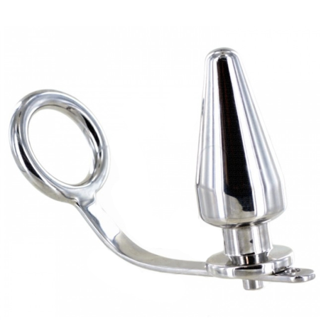 METAL HARD - STEEL RING WITH ANAL PLUG 80 X 55 MM