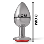 INTENSE - PLUG ANAL EN MÉTAL ALUMINIUM AVEC CRISTAL ROUGE TAILLE L INTENSE - PLUG ANAL EN MÉTAL ALUMINIUM AVEC CRISTAL ROUGE TAILLE L