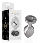 INTENSE - ALUMINUM METAL ANAL PLUG WITH BLACK GLASS SIZE M INTENSE - ALUMINUM METAL ANAL PLUG WITH BLACK GLASS SIZE M