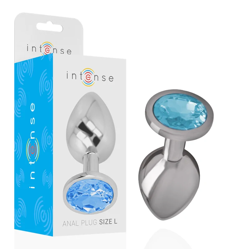 INTENSE - PLUG ANAL EN MÉTAL ALUMINIUM AVEC CRISTAL BLEU TAILLE L INTENSE - PLUG ANAL EN MÉTAL ALUMINIUM AVEC CRISTAL BLEU TAILLE L