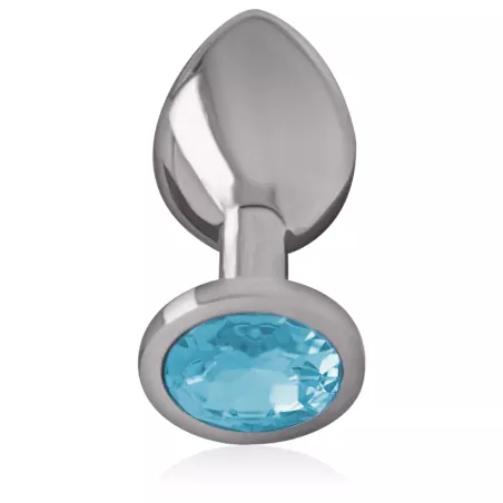 INTENSE - PLUG ANALE IN METALLO ALLUMINIO CON CRISTALLO BLU TAGLIA L
