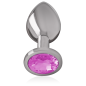INTENSE - ANALPLUG AUS ALUMINIUMMETALL MIT ROSA KRISTALL, GRÖSSE M INTENSE - ANALPLUG AUS ALUMINIUMMETALL MIT ROSA KRISTALL, GRÖSSE M