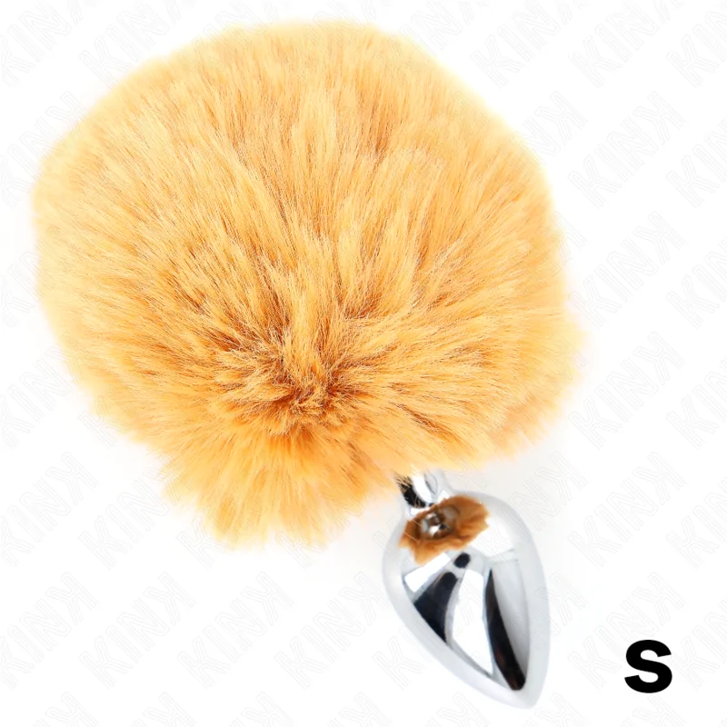 KINK - BOUCHON EN ACIER INOXYDABLE 7 x 3 CM AVEC QUEUE DE LAPIN EN FAUSSE FOURRURE BEIGE 8 CM