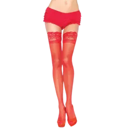 LEG AVENUE - COLLANT ROUGE AVEC DENTELLE AUTO-ADHÉSIVE