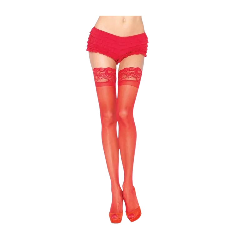 LEG AVENUE - RED TIGHTS WITH SELF-ADHESIVE LACE