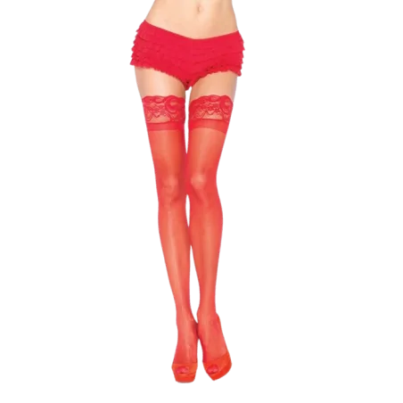 LEG AVENUE - COLLANT ROUGE AVEC DENTELLE AUTO-ADHÉSIVE