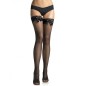 LEG AVENUE - COLLANT RÉSILLE NOIR AVEC DENTELLE SUPÉRIEURE ET DÉTAIL NOEUD