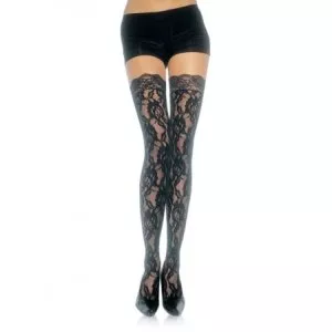 LEG AVENUE - BAS EN DENTELLE FLEURIE