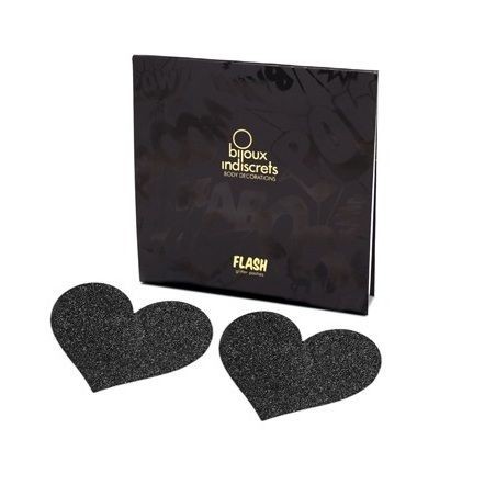 BIJOUX - INDISCRETS FLASH BLACK HEART NIPPLE CUTS