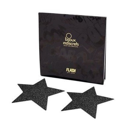 BIJOUX - INDISCRETS FLASH BLACK STAR NIPPLE CAPS