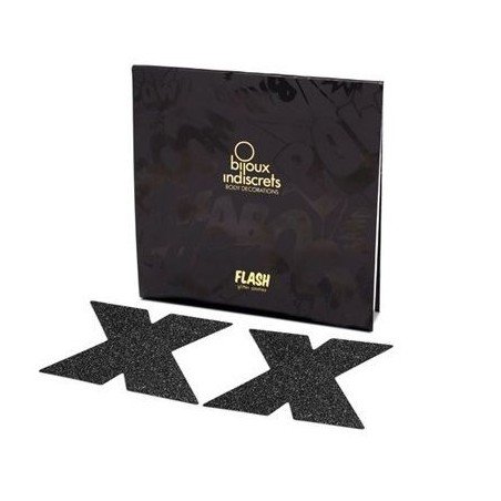 BIJOUX - INDISCRETS FLASH CROSS NIPPLE CAPS NOIR