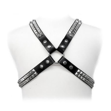 LEATHER BODY - IMBRACATURA CON BORCHIE PIRAMIDALI