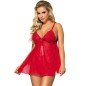 SUBBLIME - BABYDOLL AVEC NOEUD ET LACETS FLORAUX ROUGE L / XL SUBBLIME - BABYDOLL AVEC NOEUD ET LACETS FLORAUX ROUGE L / XL