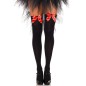 LEG AVENUE - SCHWARZE NYLON-OBERTEILHÖCHSE MIT ROTER SCHLEIFE, EINE GRÖSSE