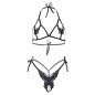 LEG AVENUE - ENSEMBLE DEUX PIÈCES SOUTIEN-GORGE ET CULOTTE PAPILLONS PERLES TAILLE UNIQUE - NOIR