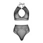 LEG AVENUE - ENSEMBLE DEUX PIÈCES HALTER CROP TOP THONG CULOTTE TAILLE UNIQUE
