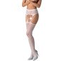 PASSION - S028 BAS BLANCS AVEC JARRETIÈRE TAILLE UNIQUE PASSION - S028 BAS BLANCS AVEC JARRETIÈRE TAILLE UNIQUE
