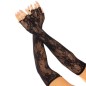 LEG AVENUE - FLORAL NETWORK FINGERLESS GLOVES BLACK LEG AVENUE - FLORAL NETWORK FINGERLESS GLOVES BLACK