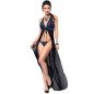 CHILIROSE - CR 3856 BABYDOLL LONG BLEU NOIR L/XL