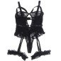 SUBBLIME - TEDDY AVEC JARRETIÈRE AVEC DÉTAIL DENTELLE ET BANDES NOIR L/XL SUBBLIME - TEDDY AVEC JARRETIÈRE AVEC DÉTAIL DENTELLE ET BANDES NOIR L/XL